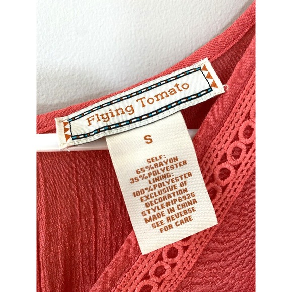 Flying Tomato Pink Red Flutter Sleeve Jumpsuit Size SMALL Lightweight Wide Leg - Picture 9 of 9